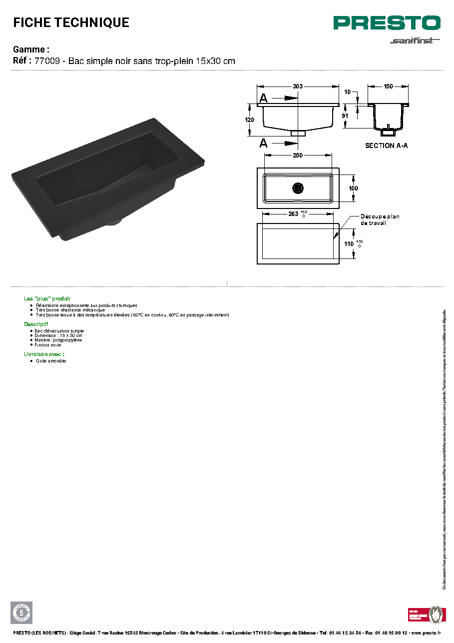 Fiche technique fournisseur