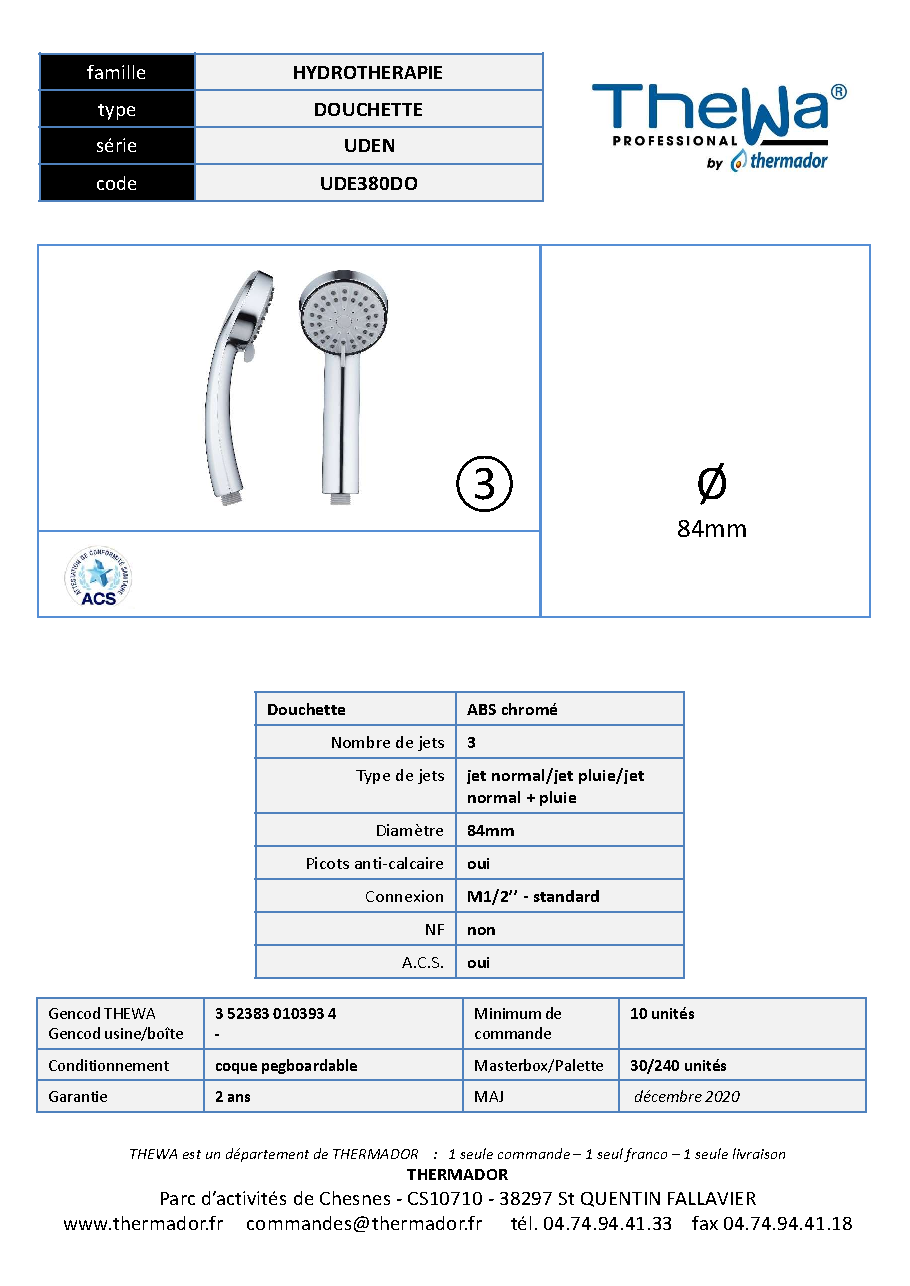 Fiche technique fournisseur