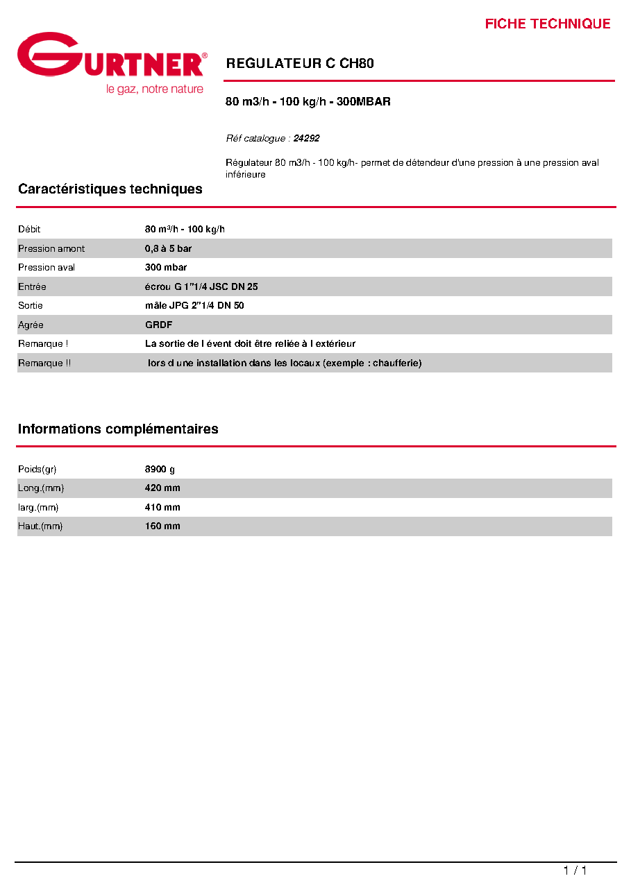 Fiche technique fournisseur