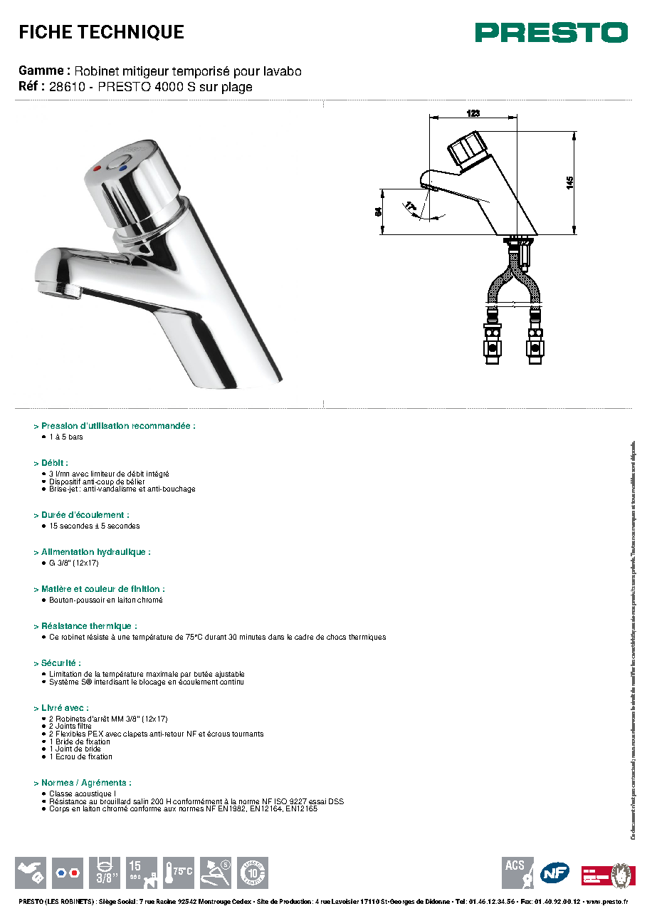 Fiche technique fournisseur