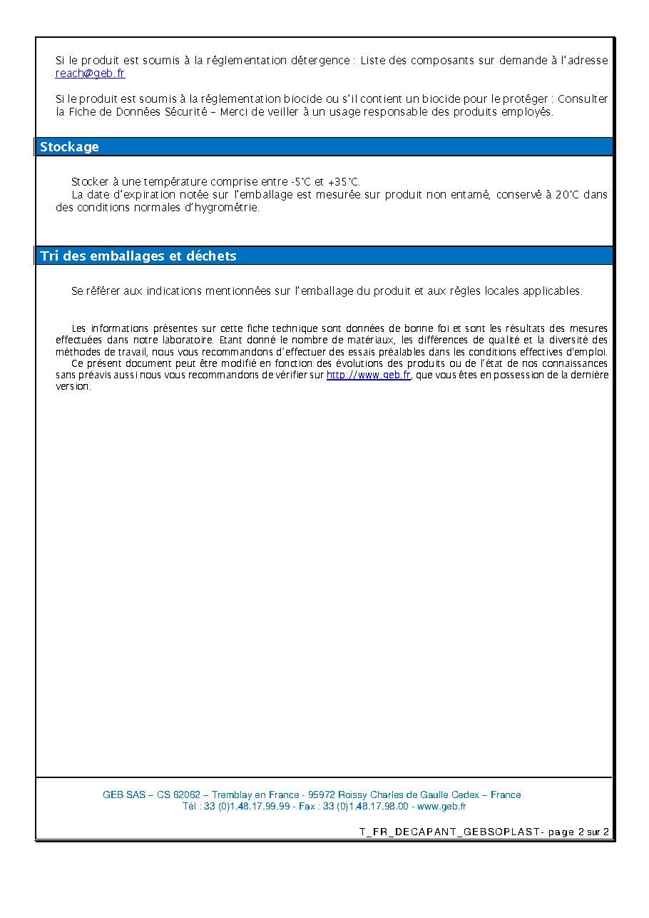 Fiche technique fournisseur