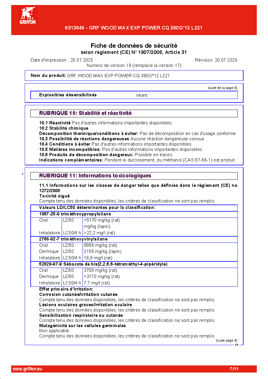 Fiche technique fournisseur