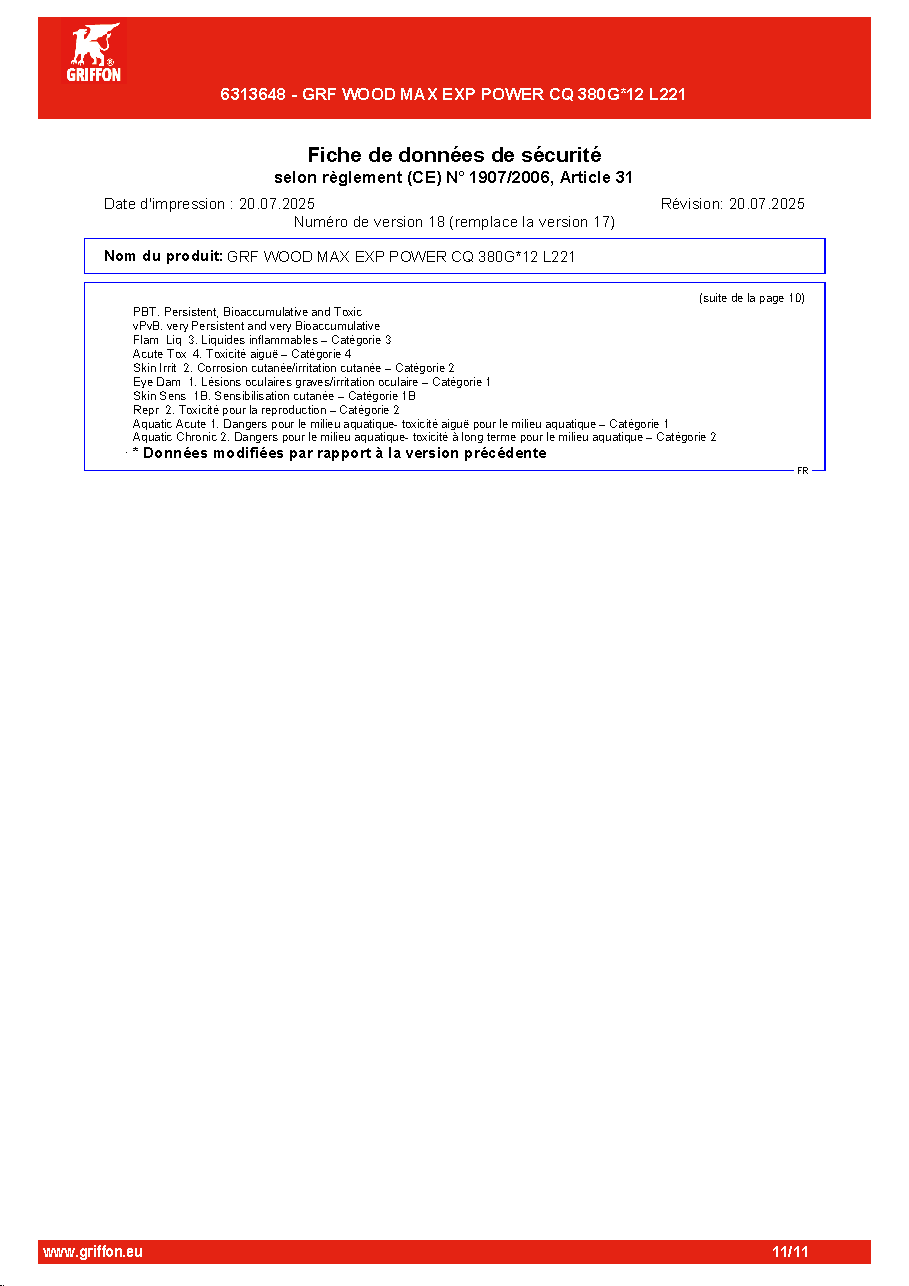 Fiche technique fournisseur