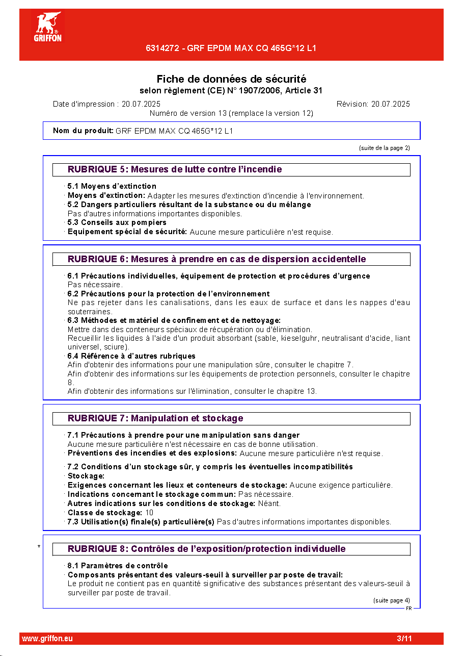 Fiche technique fournisseur