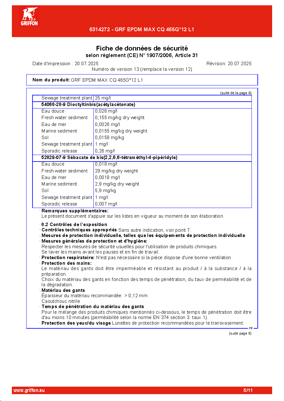 Fiche technique fournisseur