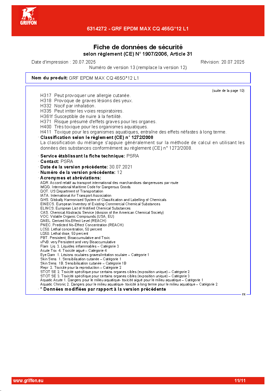 Fiche technique fournisseur