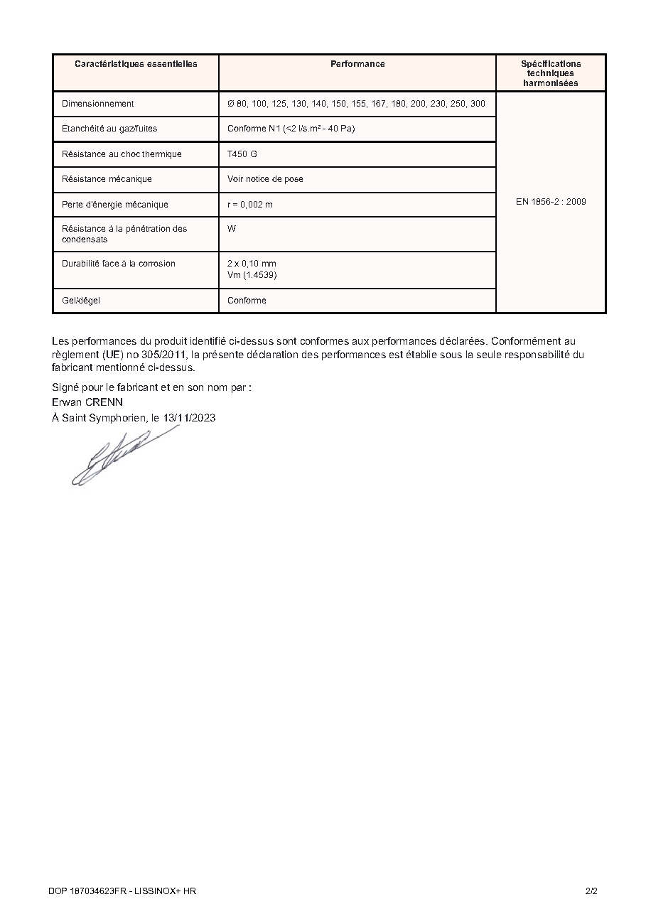 Fiche technique fournisseur