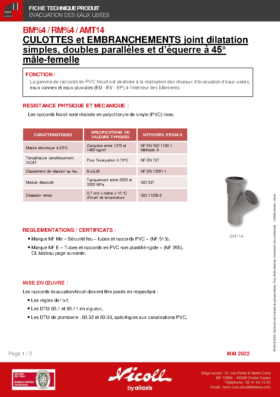Fiche technique fournisseur