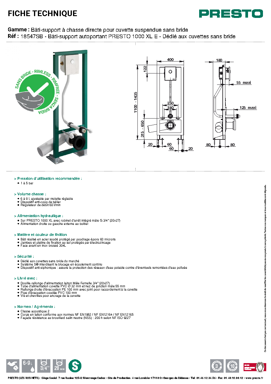Fiche technique fournisseur