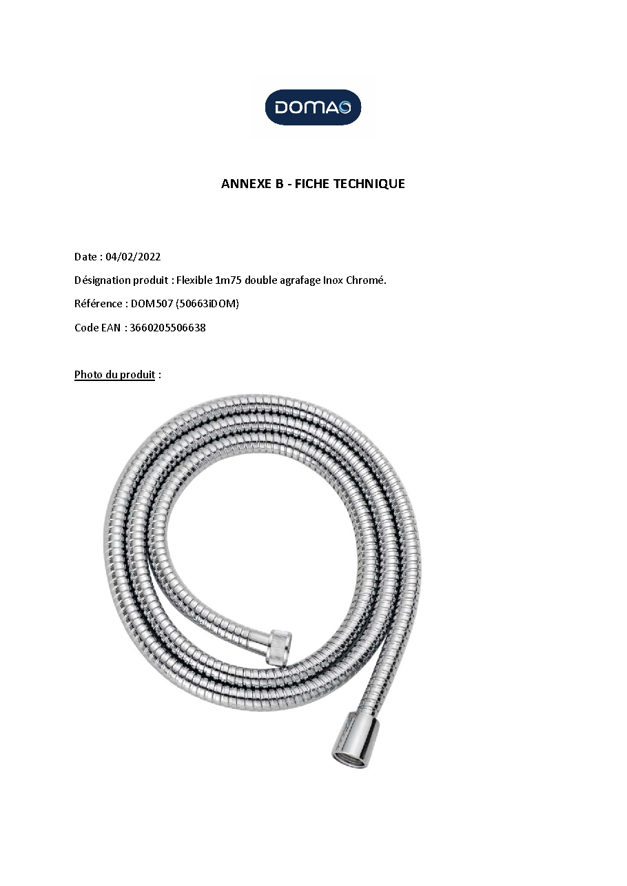 Fiche technique fournisseur