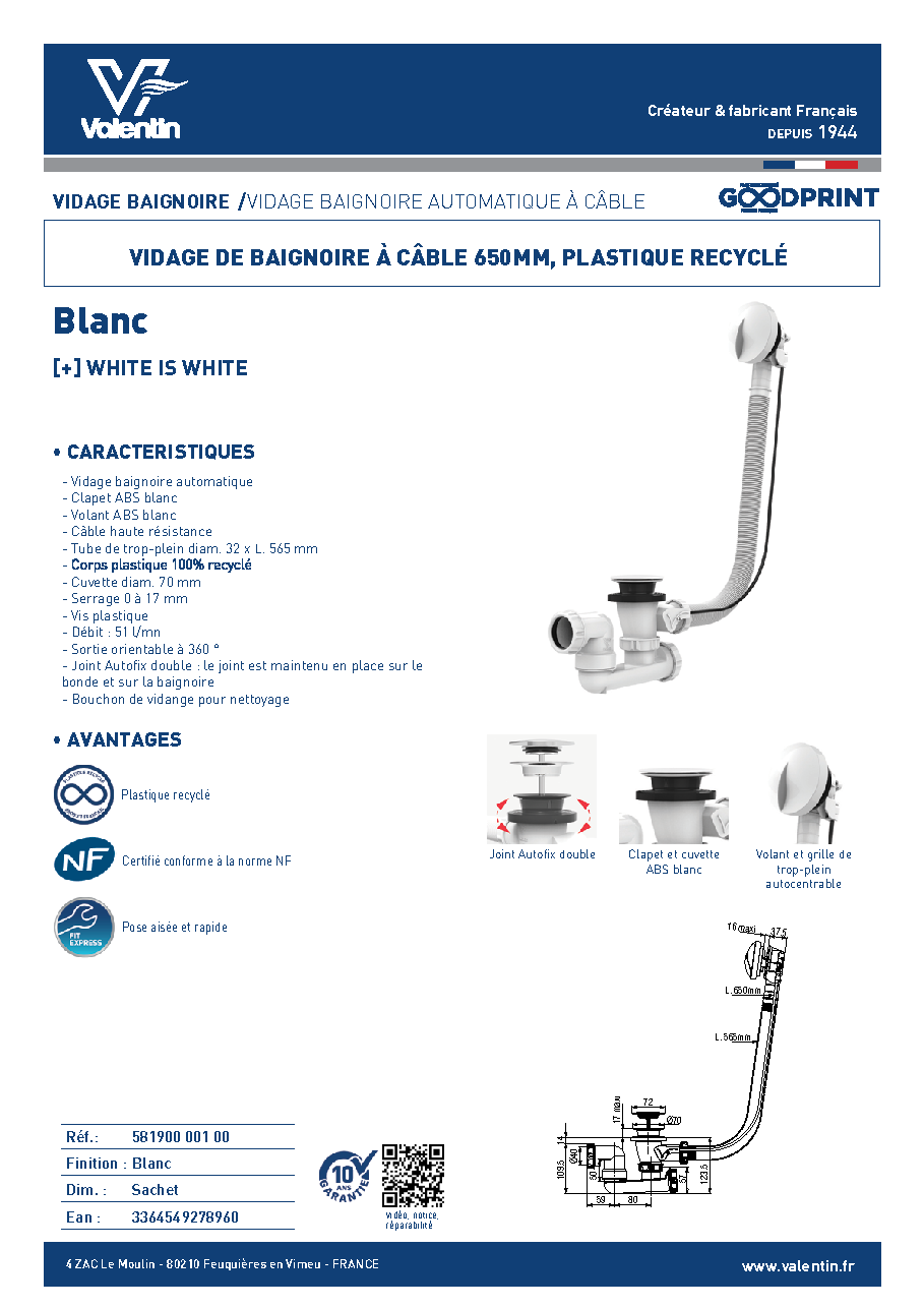 Fiche technique fournisseur