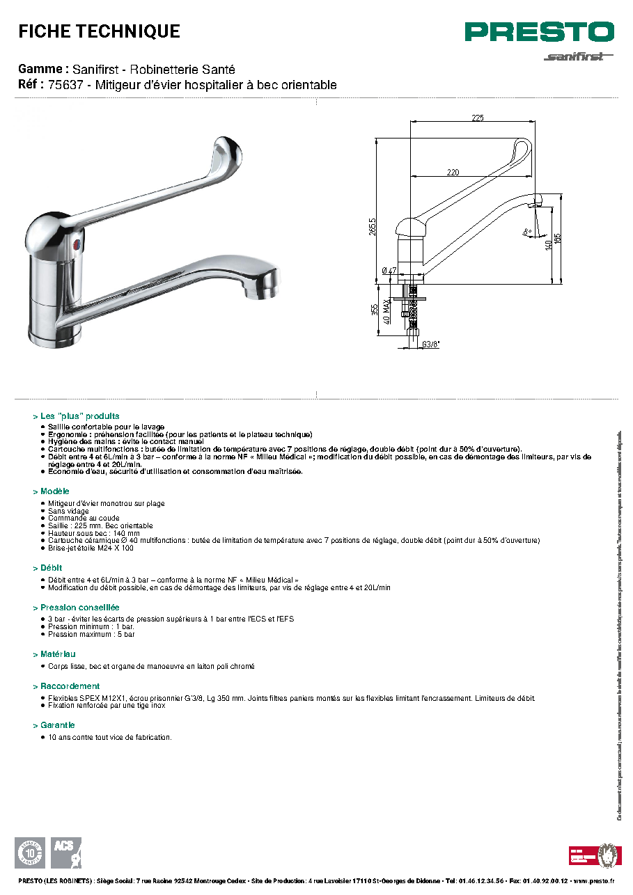 Fiche technique fournisseur