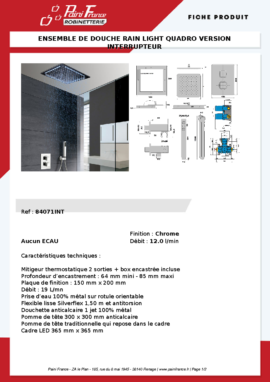Fiche technique fournisseur