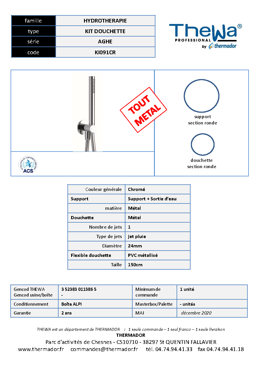 Fiche technique fournisseur