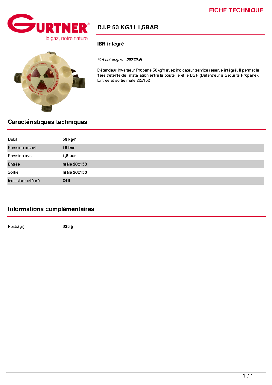 Fiche technique fournisseur