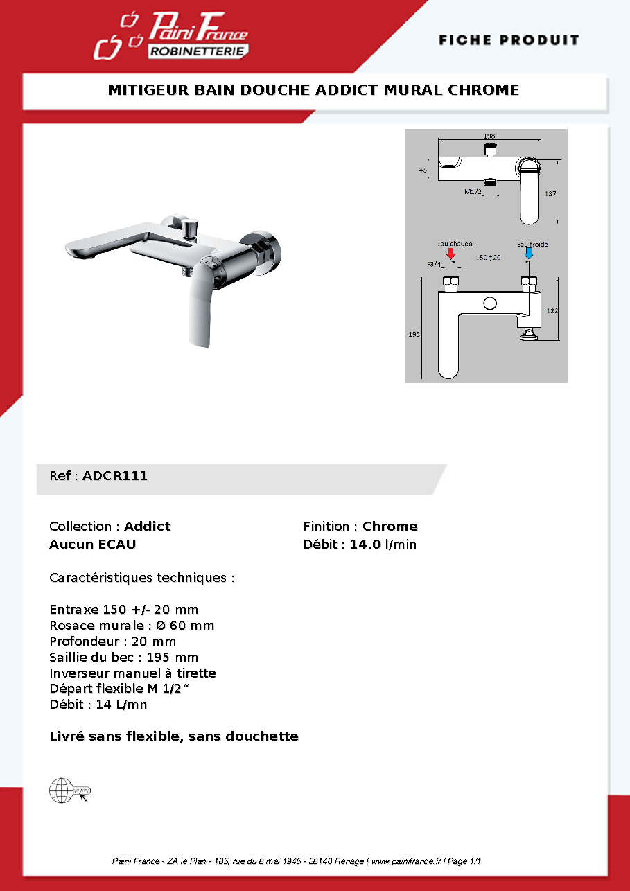 Fiche technique fournisseur