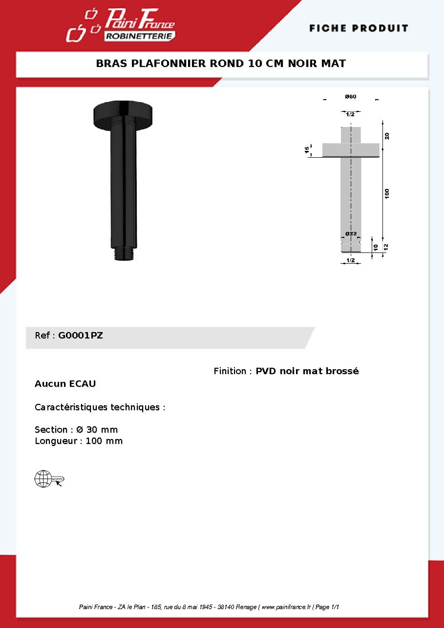 Fiche technique fournisseur