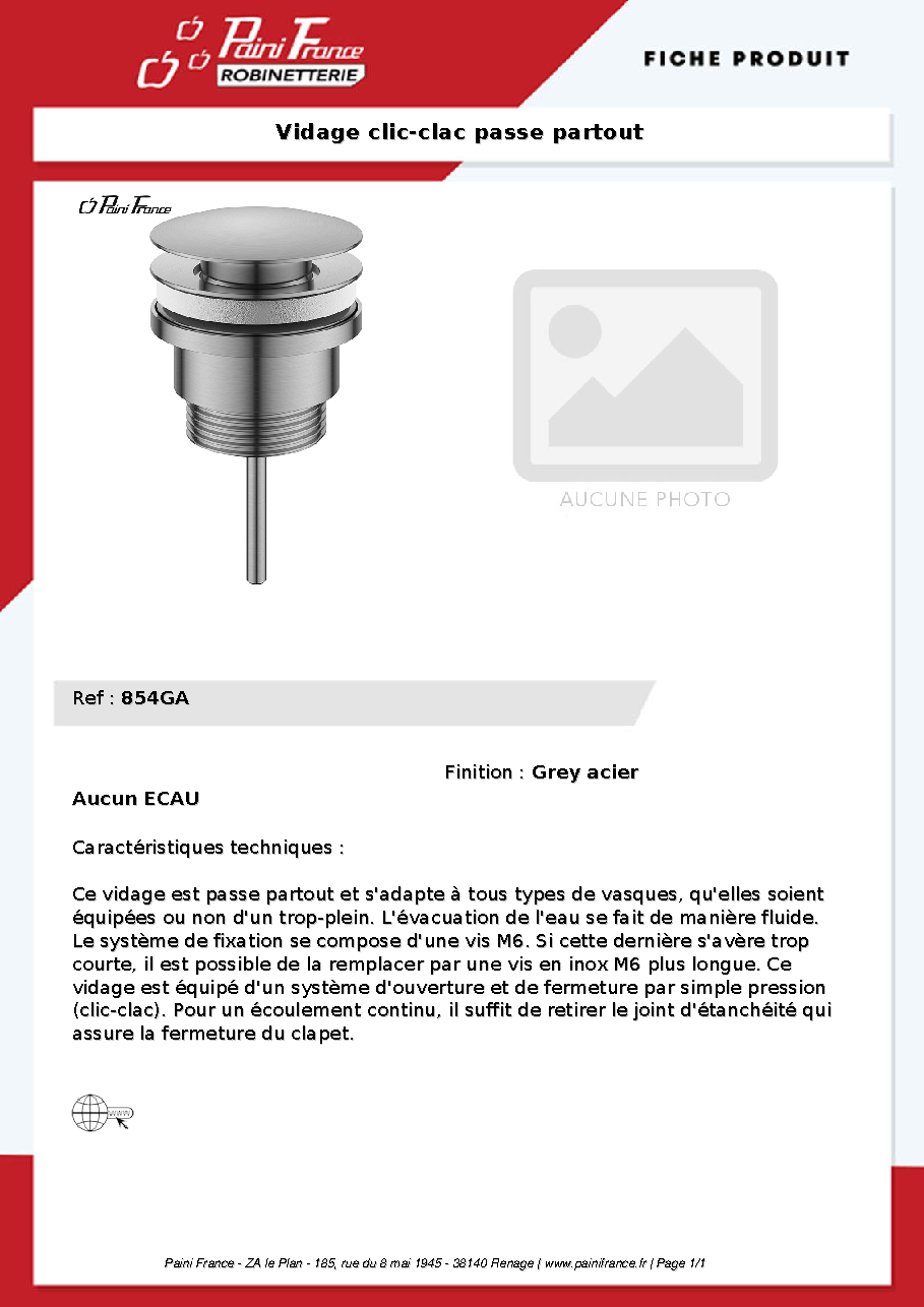 Fiche technique fournisseur