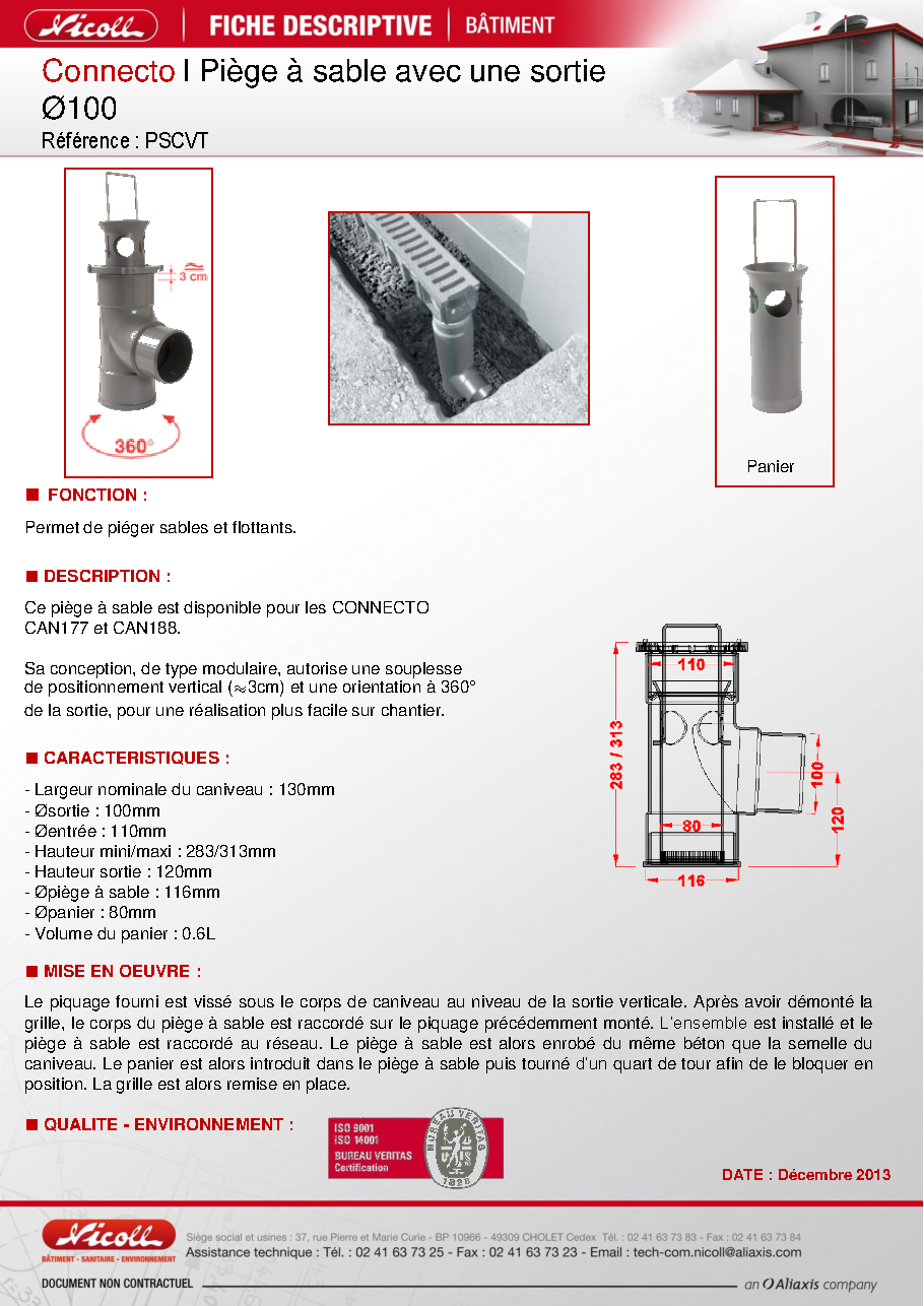 Fiche technique fournisseur