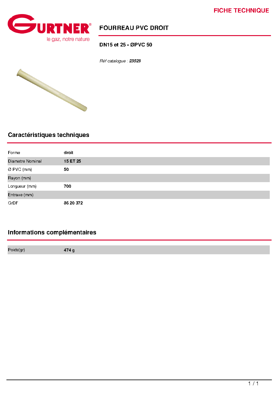 Fiche technique fournisseur