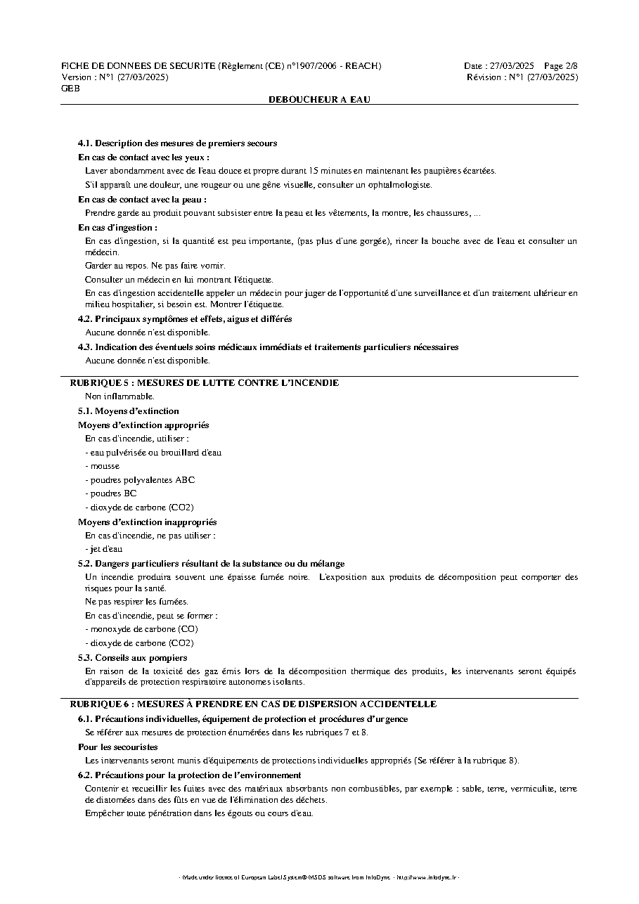 Fiche technique fournisseur