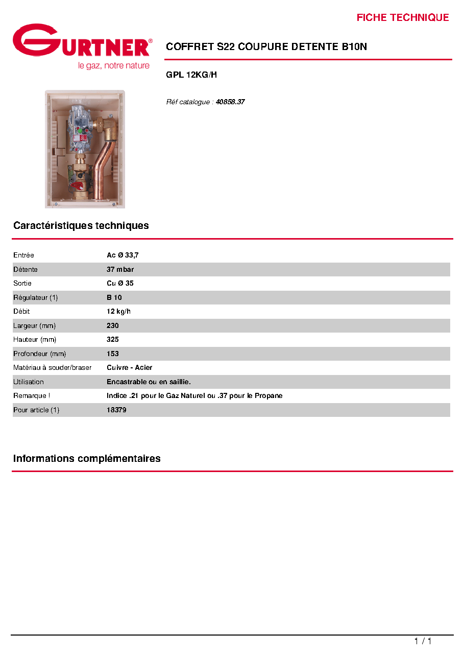 Fiche technique fournisseur