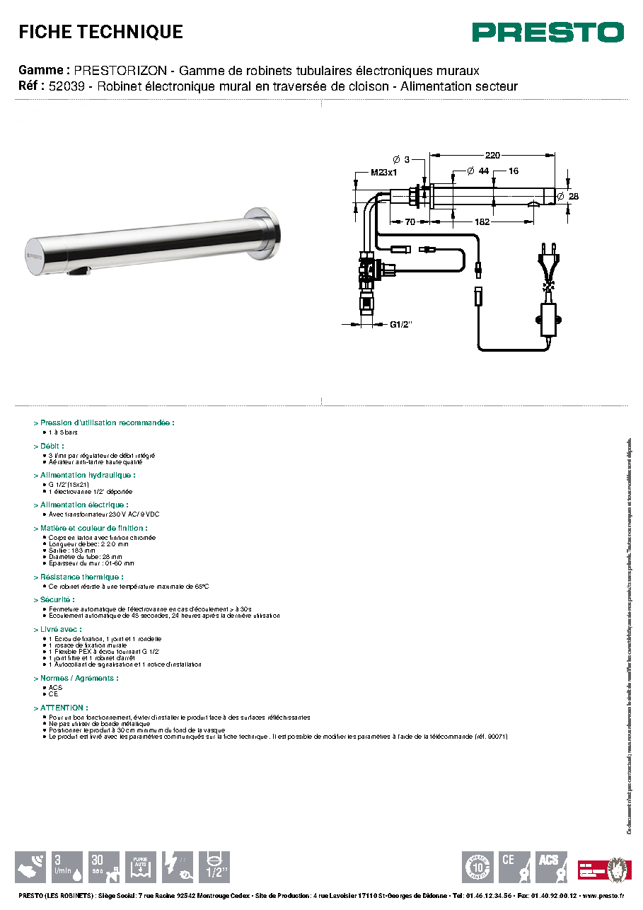 Fiche technique fournisseur