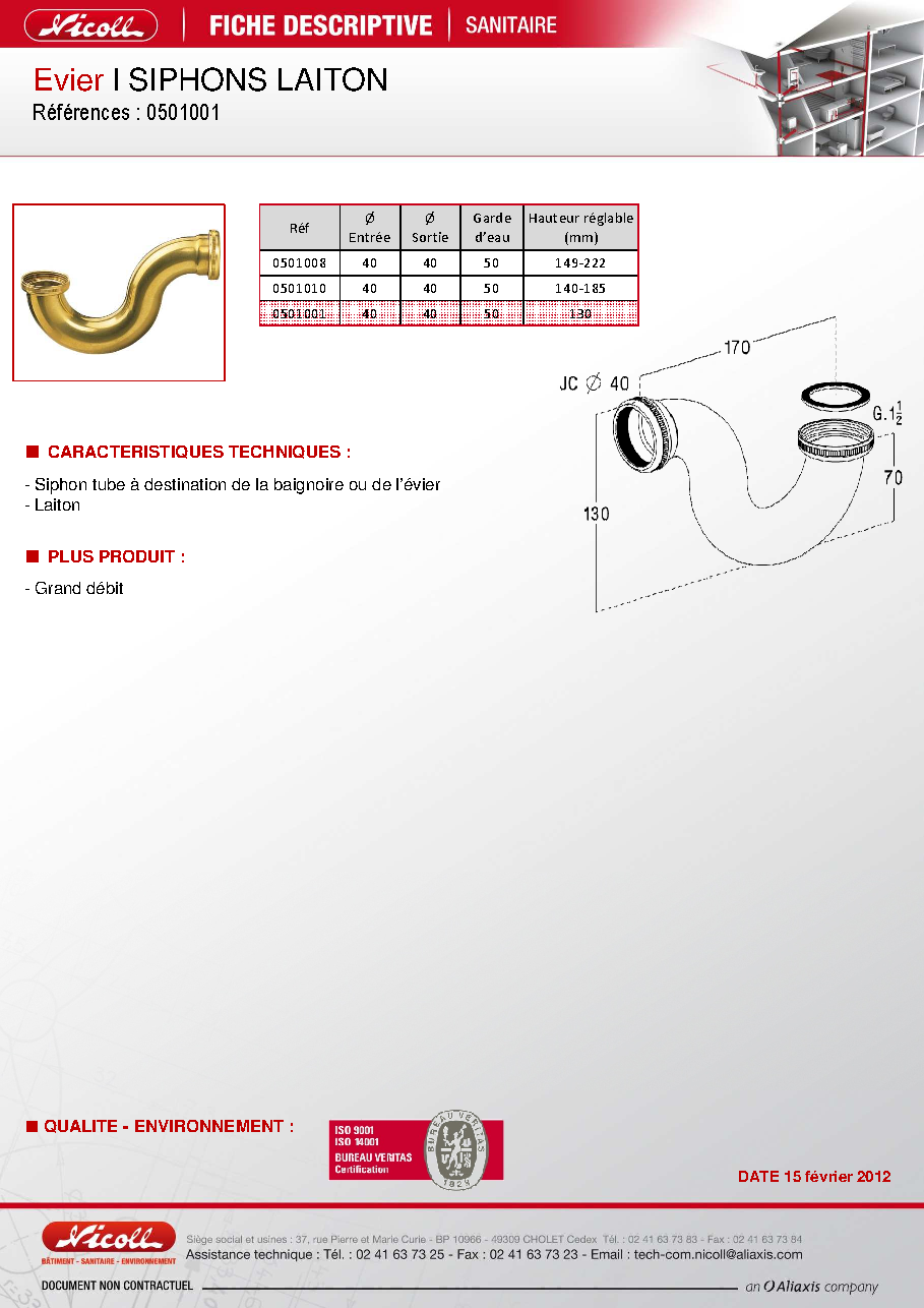 Fiche technique fournisseur