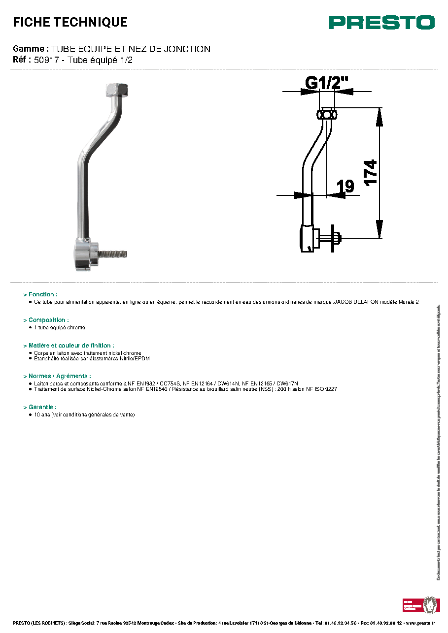 Fiche technique fournisseur