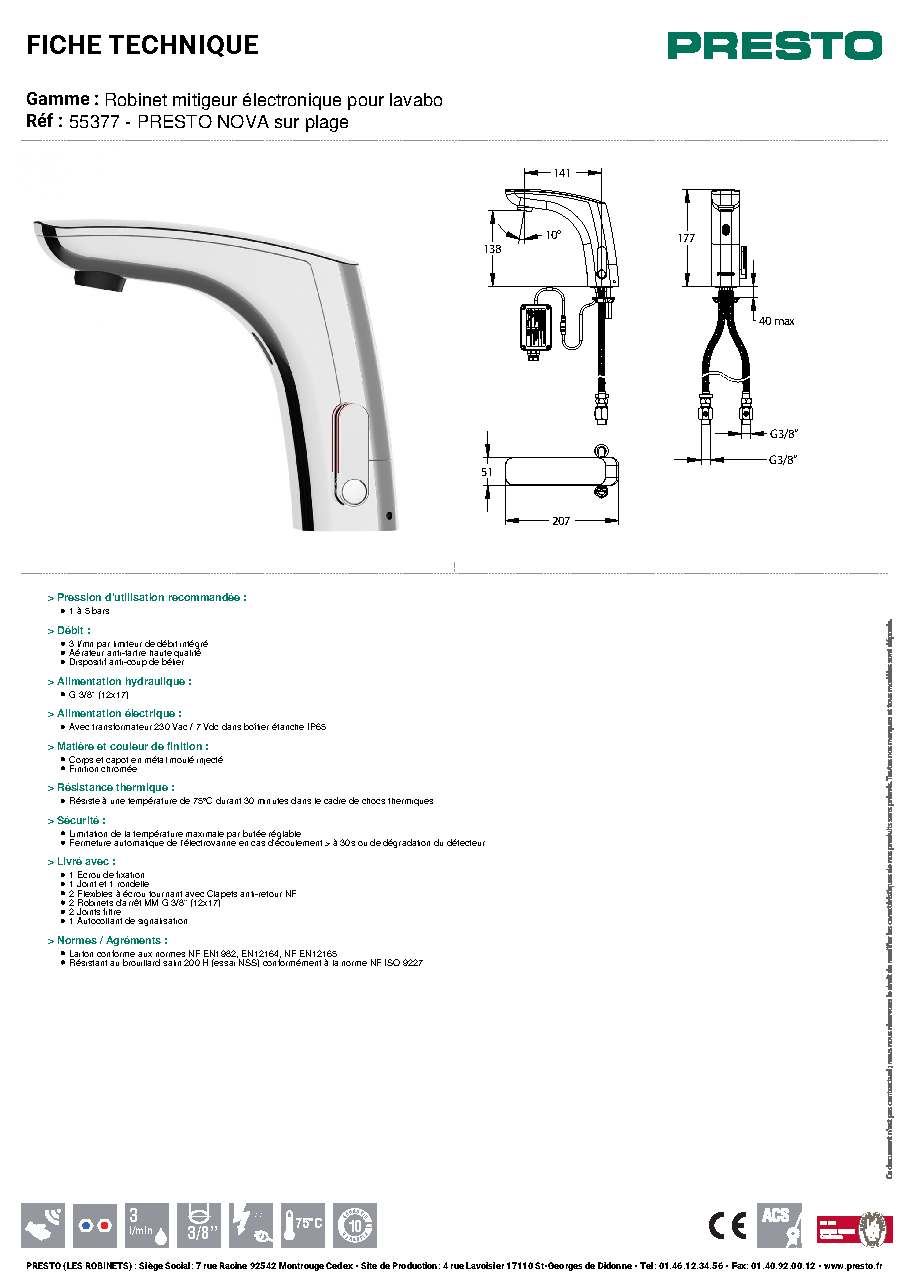Fiche technique fournisseur