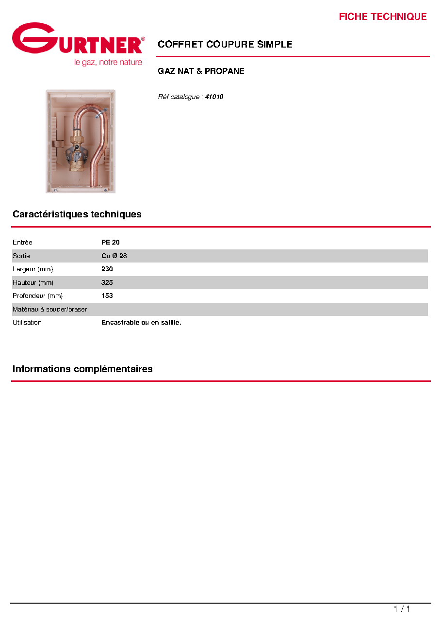 Fiche technique fournisseur