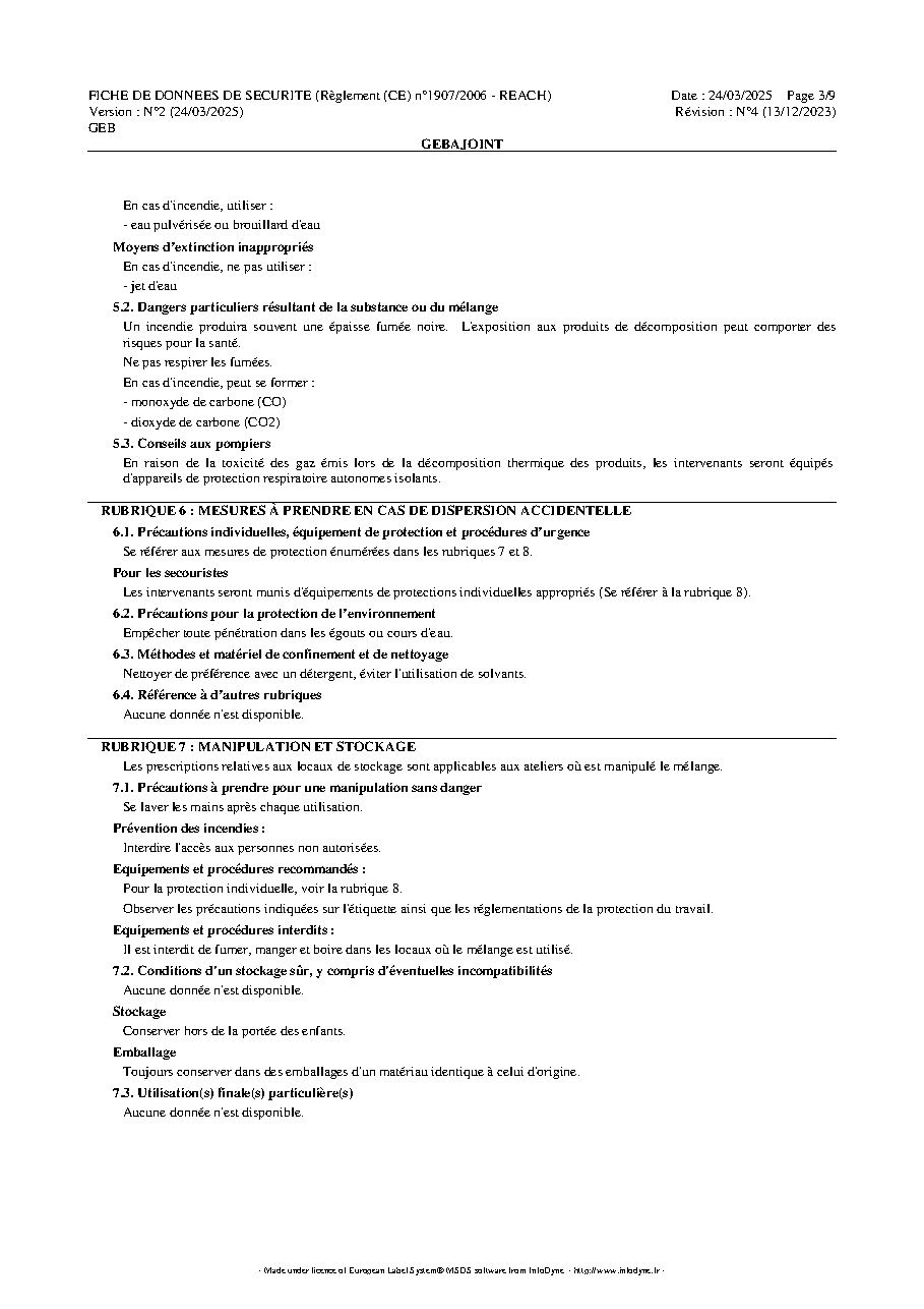 Fiche technique fournisseur