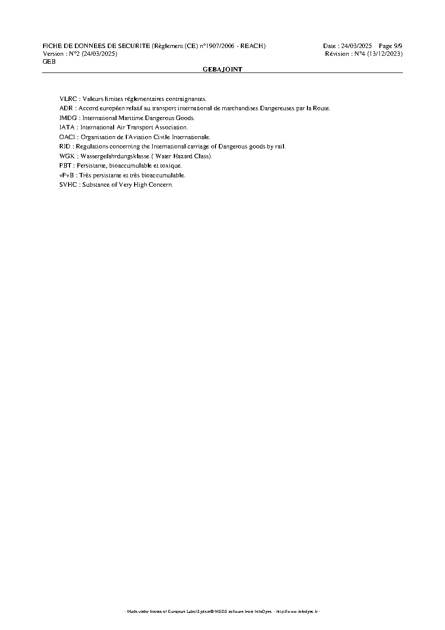 Fiche technique fournisseur