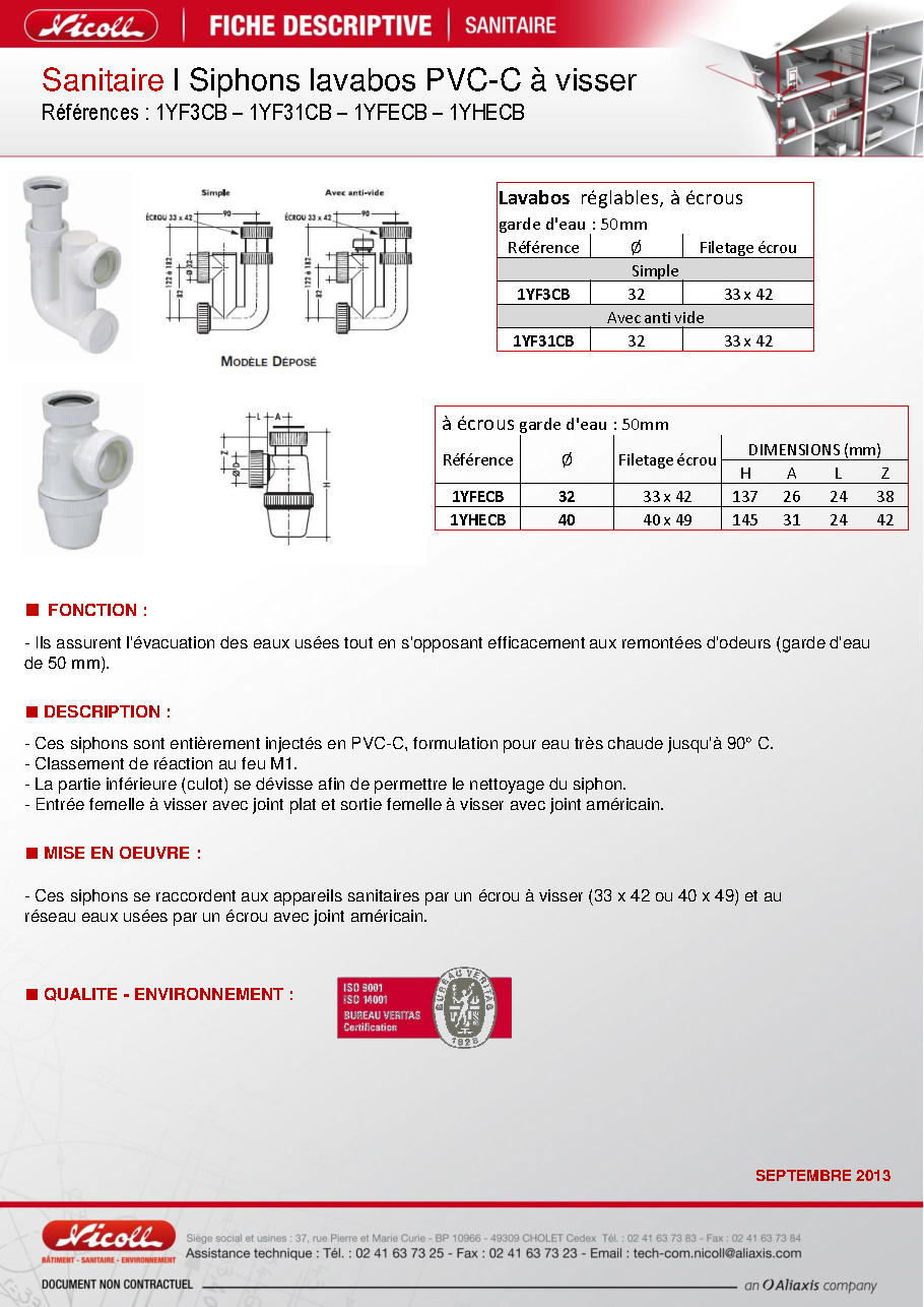 Fiche technique fournisseur
