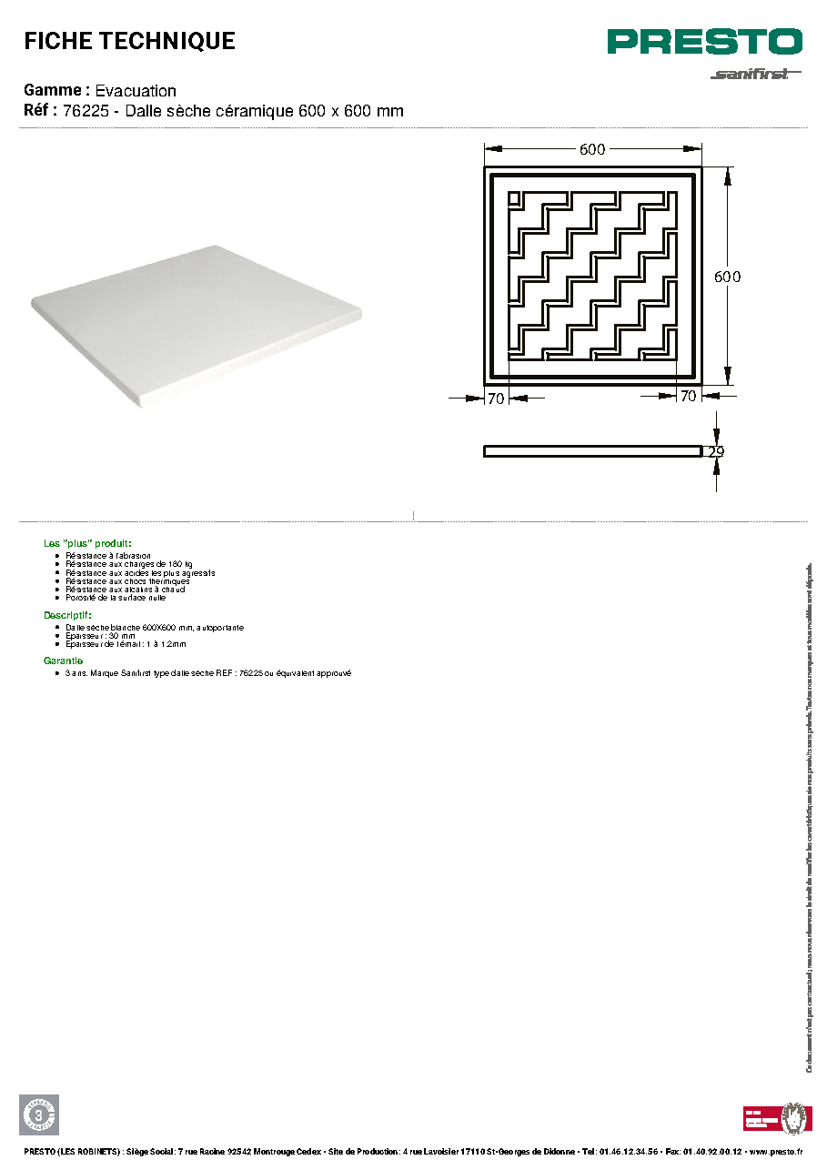 Fiche technique fournisseur