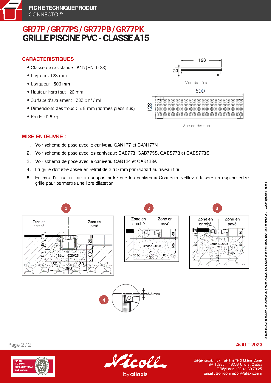 Fiche technique fournisseur
