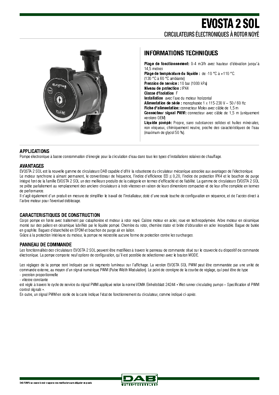 Fiche technique fournisseur
