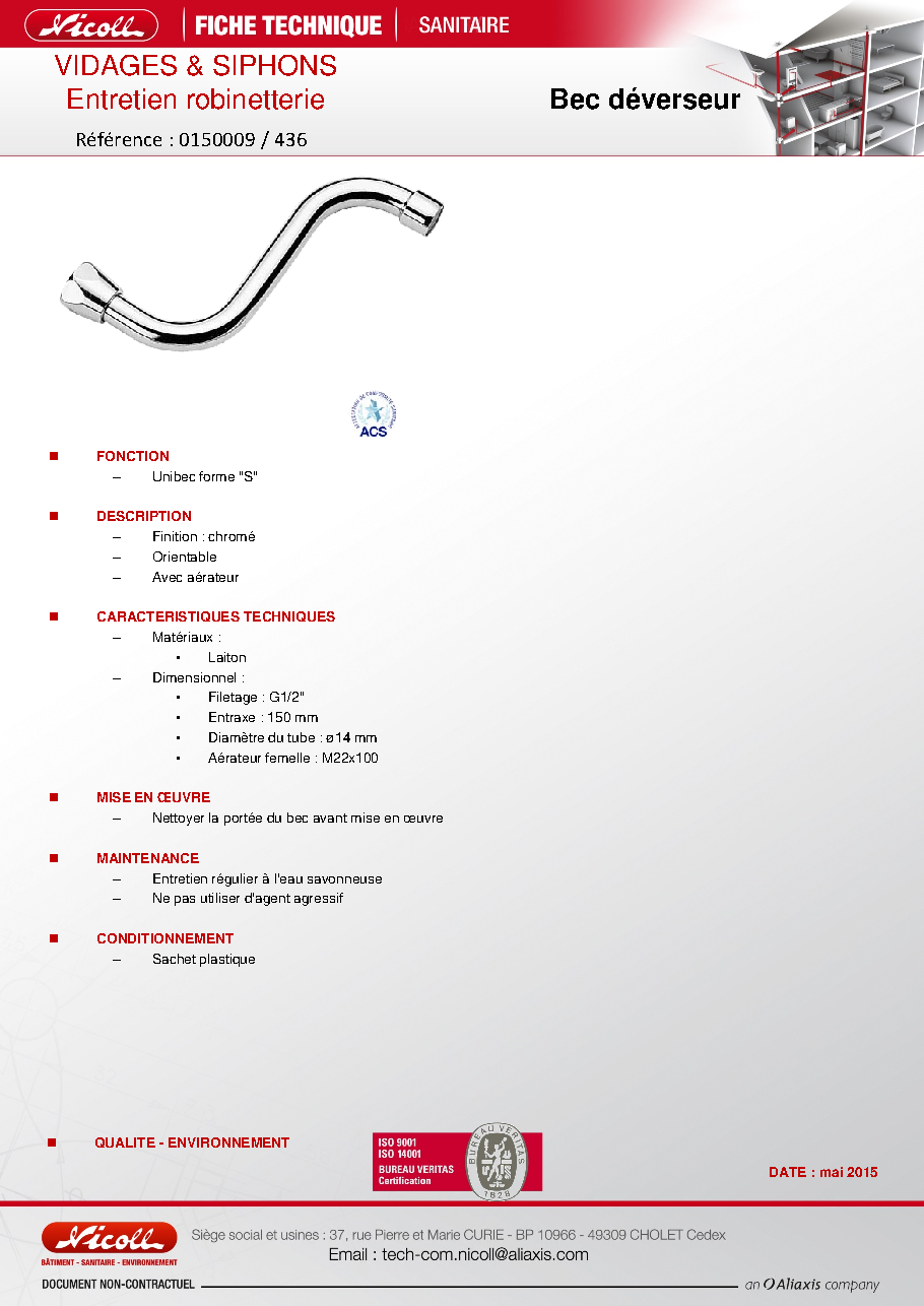 Fiche technique fournisseur