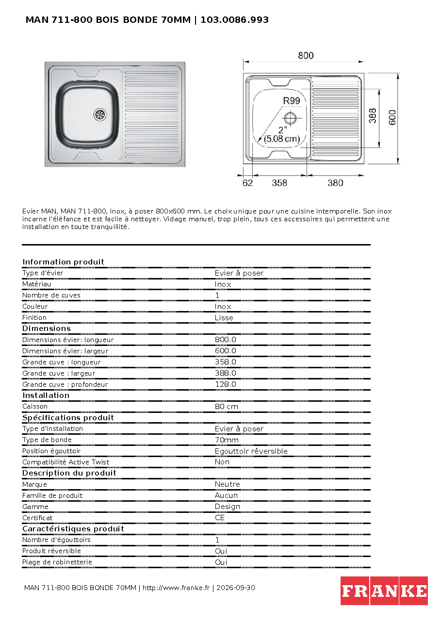 Fiche technique fournisseur
