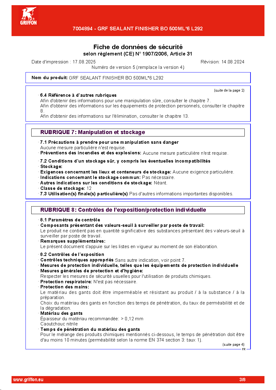 Fiche technique fournisseur