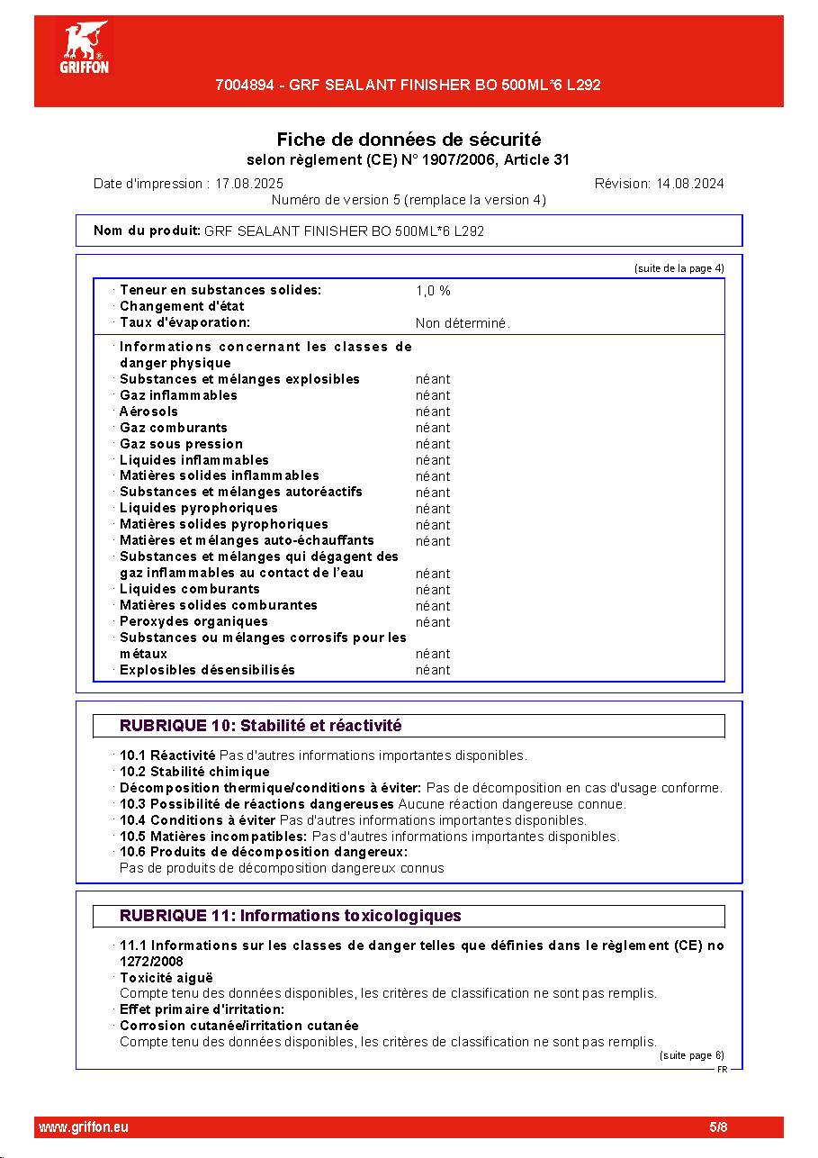 Fiche technique fournisseur