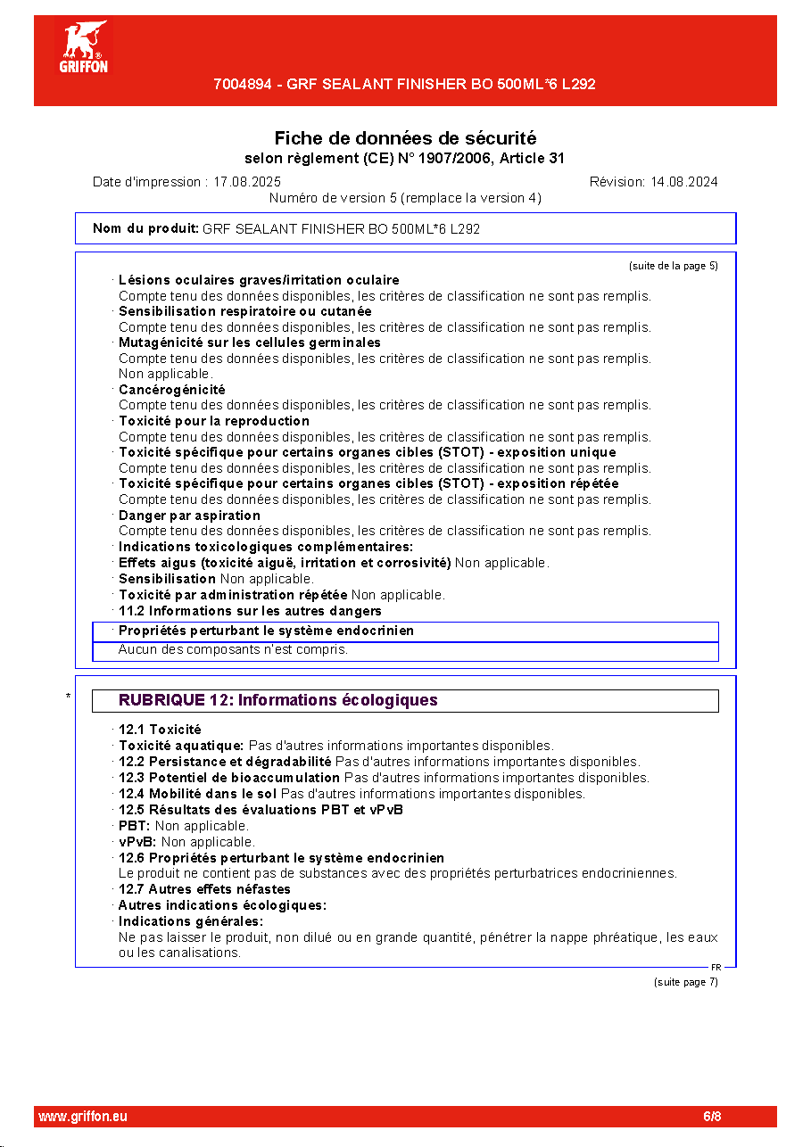 Fiche technique fournisseur