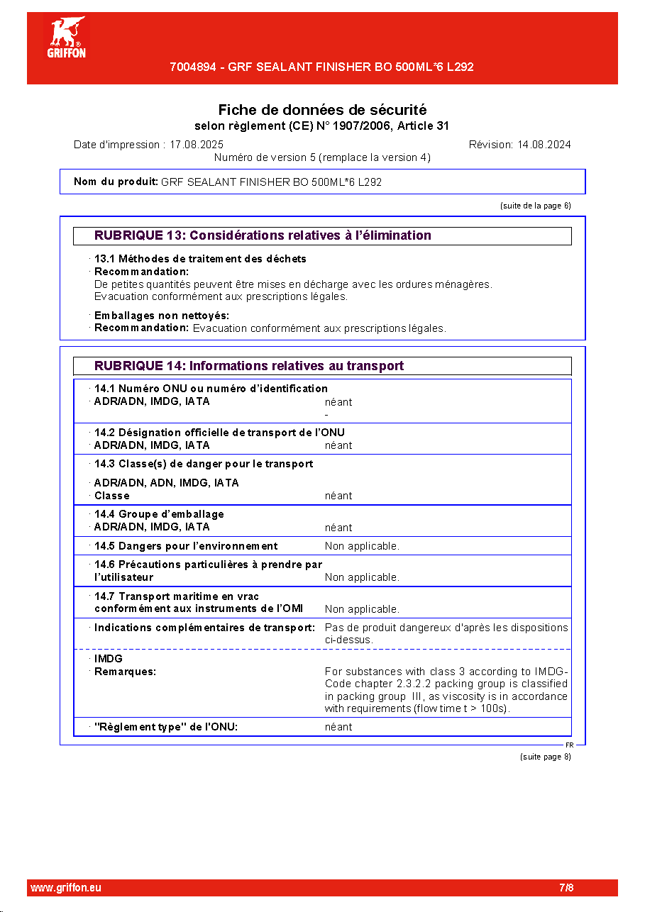 Fiche technique fournisseur