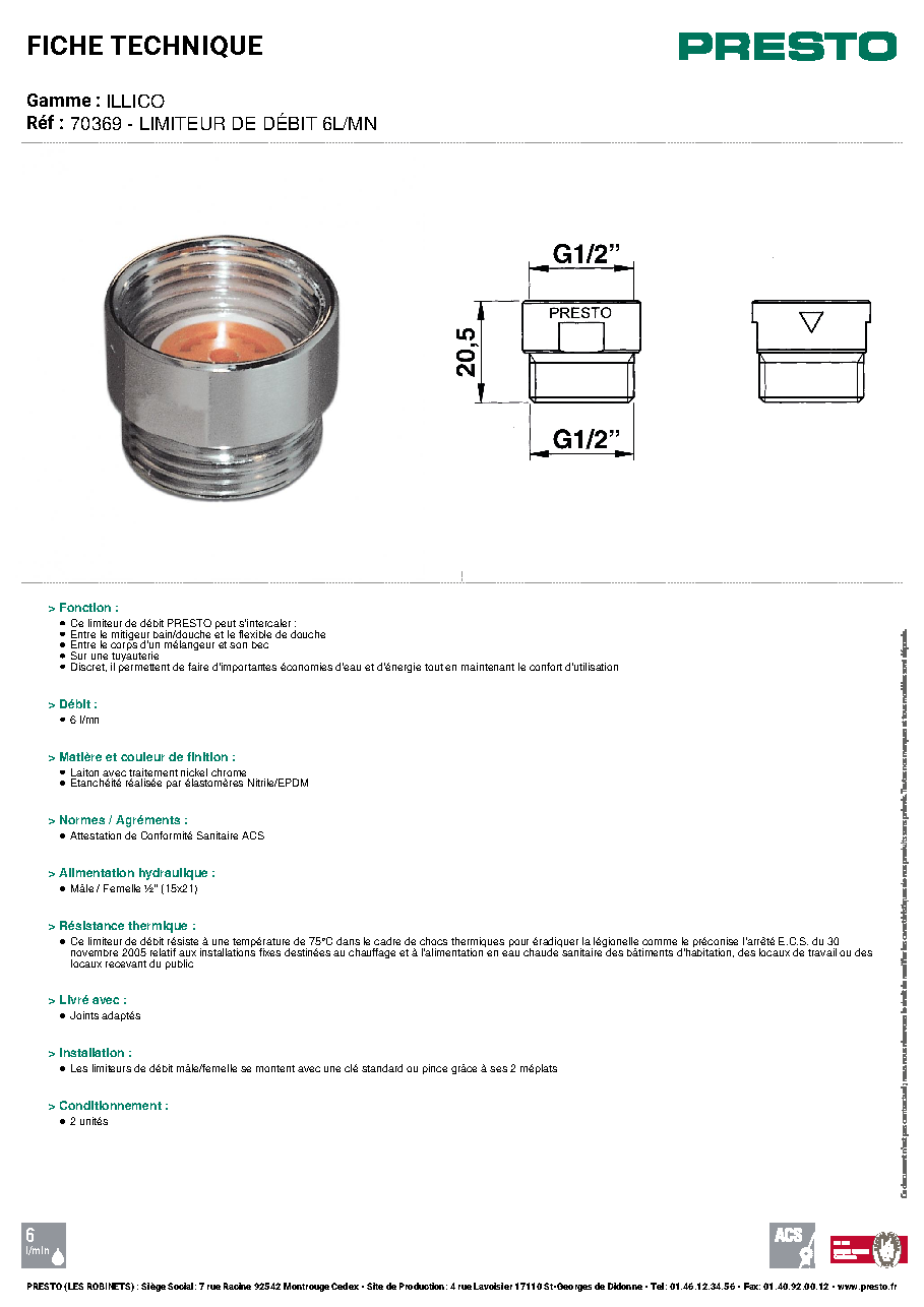 Fiche technique fournisseur