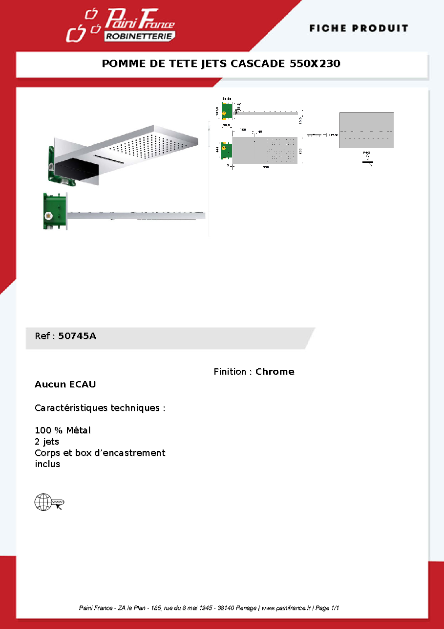 Fiche technique fournisseur