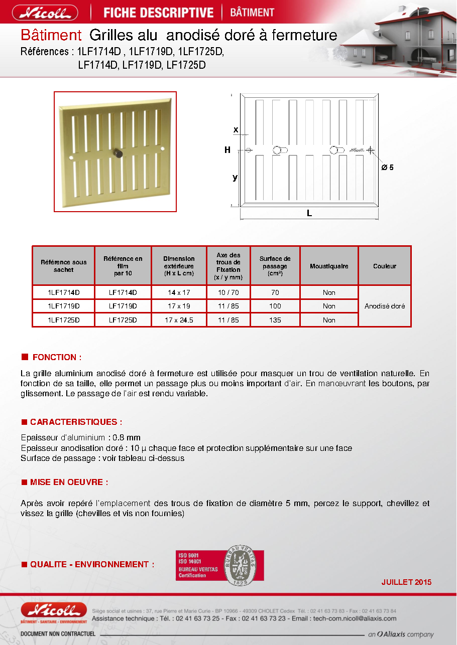 Fiche technique fournisseur