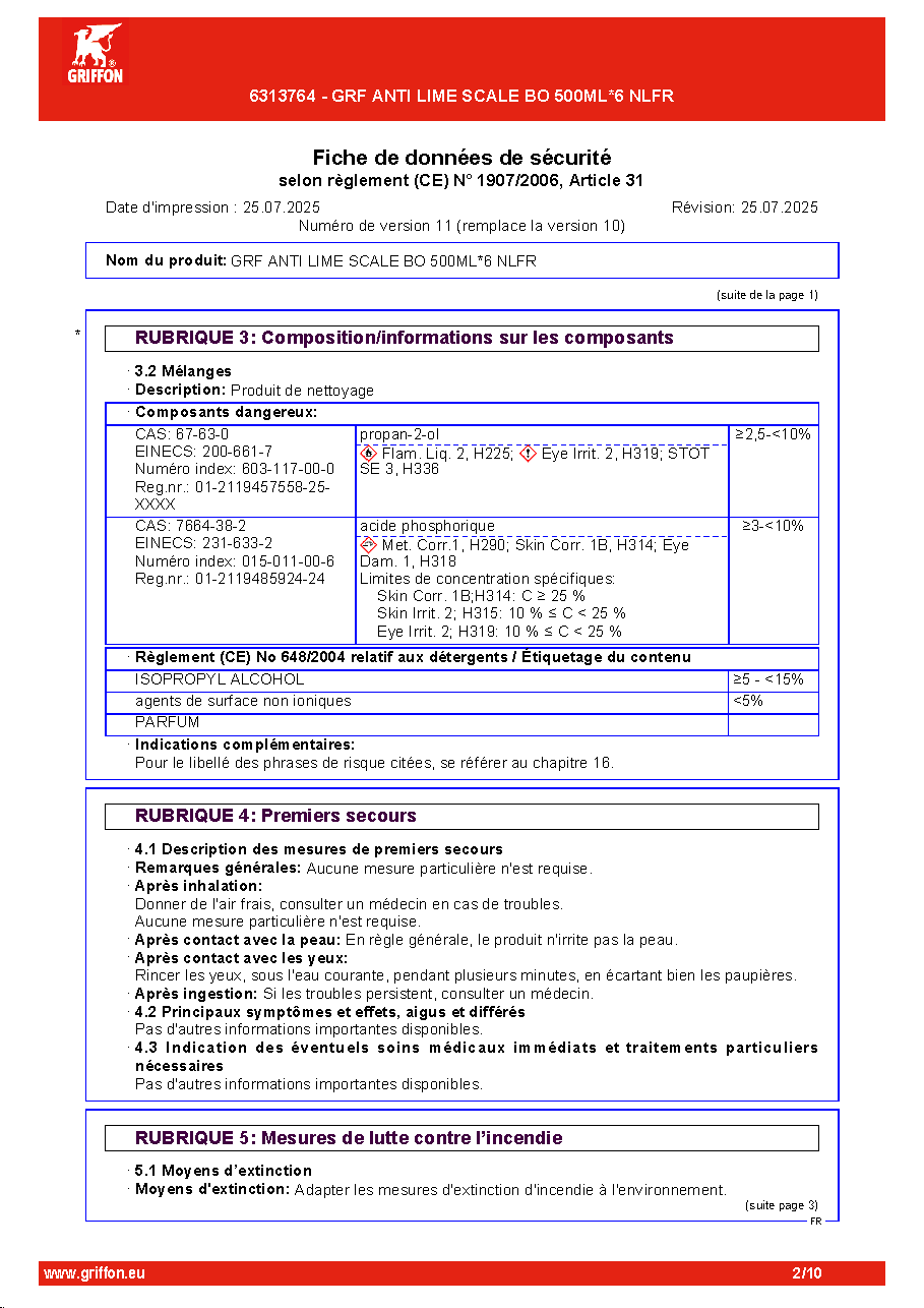 Fiche technique fournisseur