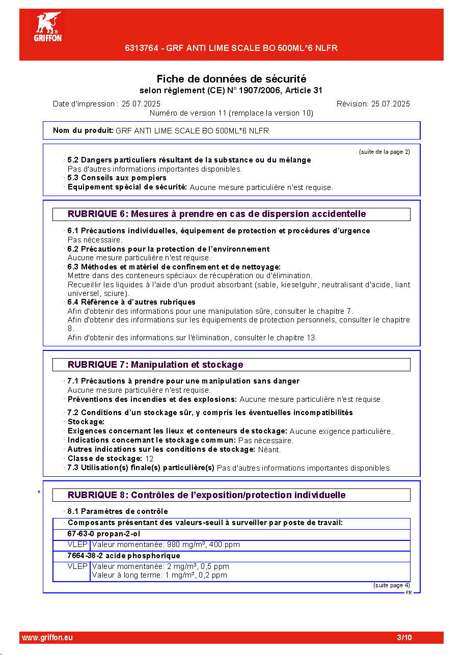 Fiche technique fournisseur