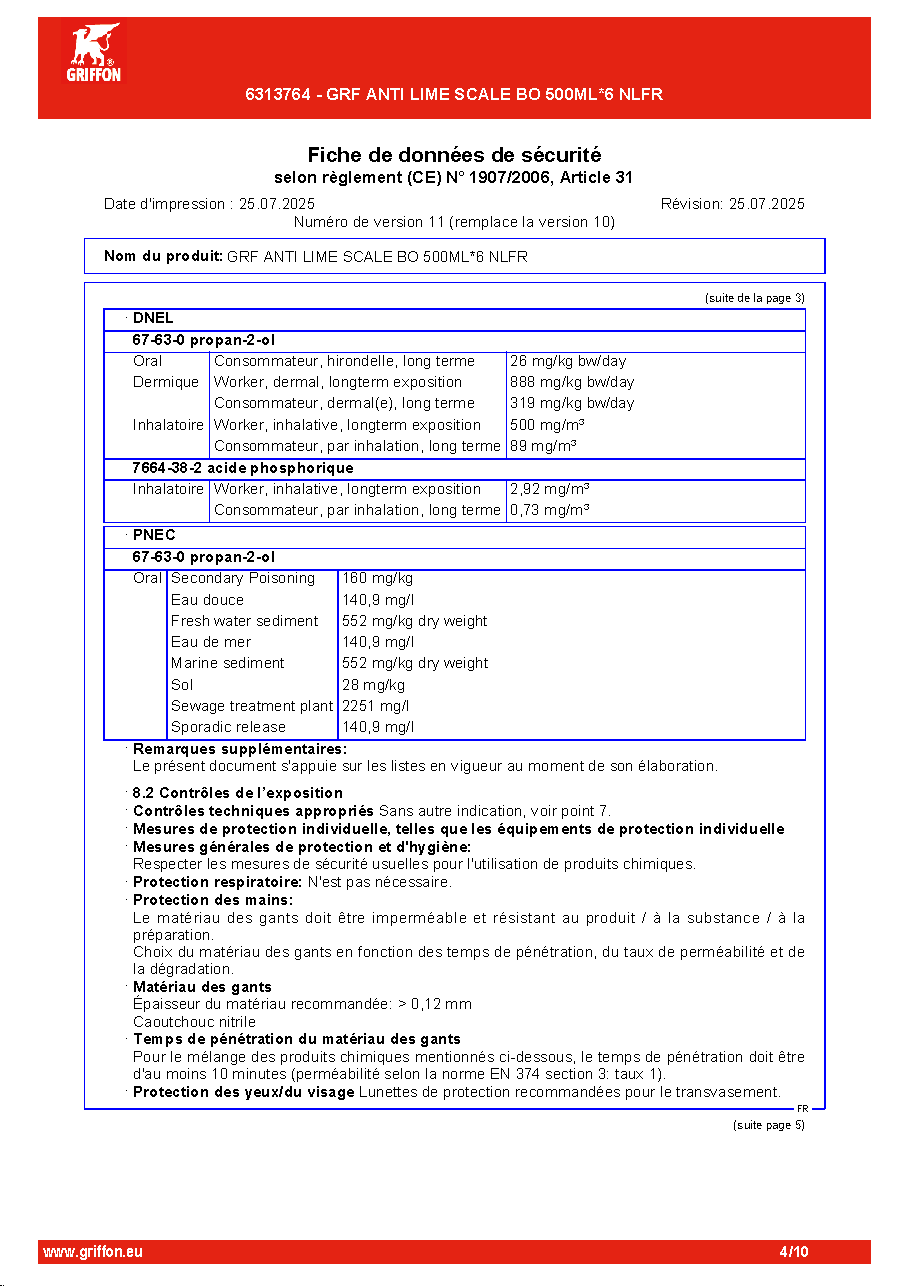 Fiche technique fournisseur