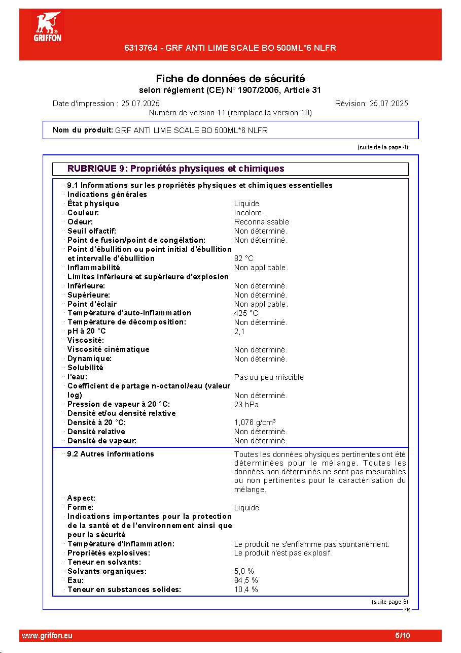 Fiche technique fournisseur